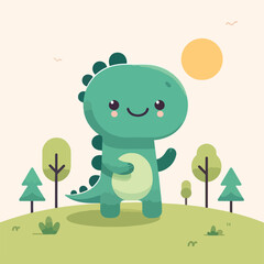 vector image of cute dinosaur