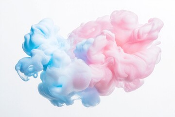 Obraz premium Soft Blue and Pink Cloud of Abstract Colorful Smoke on White Background