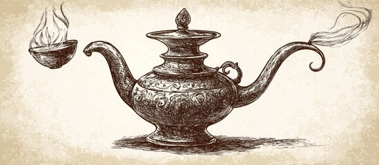 Ornate handcrafted vessel for brewing and serving hot beverages with vintage style