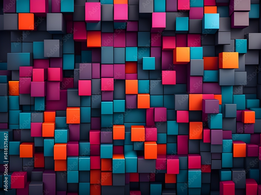 Aufkleber 3d rendering of a modern background with colorful cubes