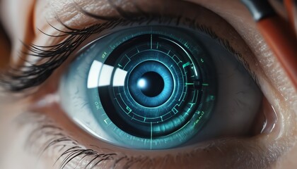Futuristic Eye Close Up Digital Interface Technology Human Vision