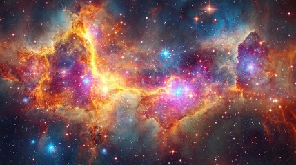Obraz premium Cosmic nebulae ablaze with stellar birth