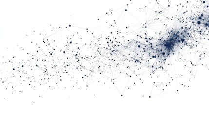 Obraz premium Abstract network data flow visualization; white background; digital technology concept