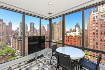 Panoramic City View Dining Area