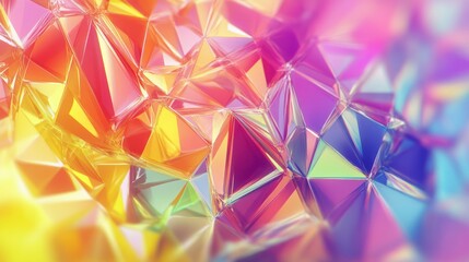 Abstract geometrical crystal structure with multicolored gradient background