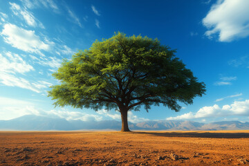 Fototapeta premium Green Tree in a Dry Landscape
