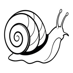 Cartoon snail with a spiral shell on a white background, cute and fun design