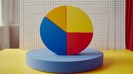 Colorful Pie Chart on Platform  Data Visualization  Business Infographic