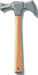 Hand-Drawn Wooden-Handled Hammer with Curved Claw, Isolated on White