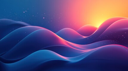 Colorful abstract waves sunrise background, digital art, website banner