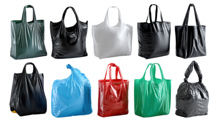 Isolated black and white shopping bags, a set of retail paper containers with handles, present a simple yet elegant style for personal shopping