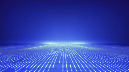  A glowing grid on a deep blue background creates a futuristic technological virtual space, full of infinite possibilities and innovation.