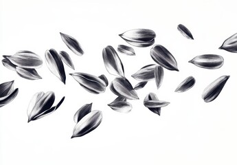 Fototapeta premium Elegant Black and White Petals Flowing on Light Background