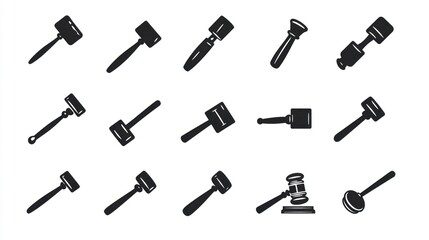 Obraz premium Gavel icons; legal, justice, auction symbols; white background; website design