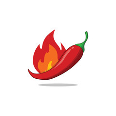 Red Hot Chili logo design concept vector.  Spicy Pepper logo designs template. Red Chili Pepper with Fire Flames. Hot Chilli Taste. Spicy Food. Hand drawn. Not AI. Vector illustration.
