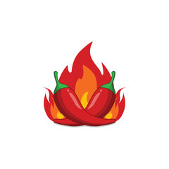 Red Hot Chili logo design concept vector.  Spicy Pepper logo designs template. Red Chili Pepper with Fire Flames. Hot Chilli Taste. Spicy Food. Hand drawn. Not AI. Vector illustration.