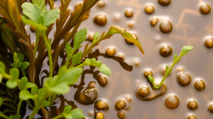 Obraz premium Natural seaweed fertilizers are derived from seaweed extracts that boost plant growth, health, and stress tolerance, making seaweed fertilizers a valuable resource in agricultural chemistry.