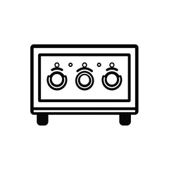 Fototapeta premium Black Minimalist Console Outline on Transparent Background with Three Knobs