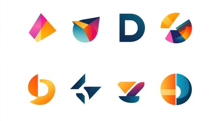 Colorful abstract logo designs, white background, graphic design, website template