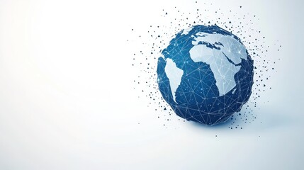 Global network dissolving, digital world, white background, data visualization, website banner