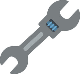 Adjustable Wrench Icon: Grey Metal Tool on White Background