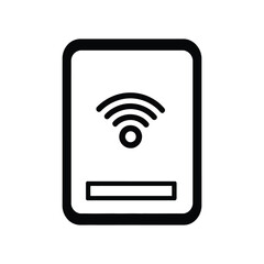 Black Outline Square Shape Icon with Wifi Signal and Line on Transparent Background