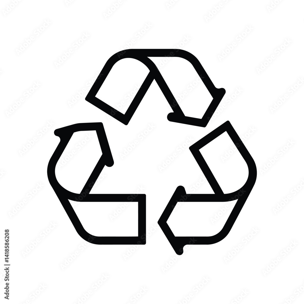 Poster bold outline recycle symbol with arrow design and transparent background icon