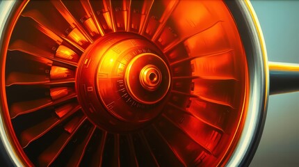 Close-up of a glowing, industrial turbine engine.