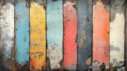 Vibrant, weathered wooden planks create a colorful, rustic backdrop.