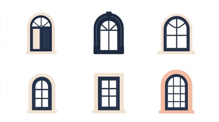 Obraz premium Assortment of windows designs for building facade, vector clip-art for interior design