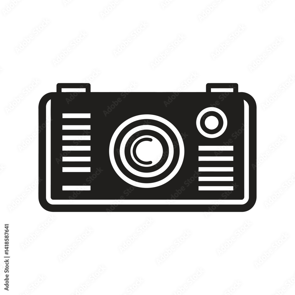 Poster camera icon black simple flat symbol on transparent background design
