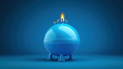 Blue sphere flame energy source studio backdrop