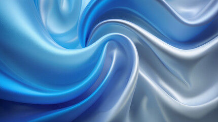 Obraz premium Serene swirls of blue and silver silk, a breathtaking dance of light and shadow, evoking a sense of calm and tranquility.