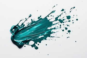 Fototapeta premium Vibrant Turquoise Paint Splash on White Background for Artistic Designs