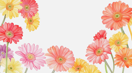 Elegant wedding invitation card background . Minimal hand painted watercolor Gerbera flowers texture template background. Design for wedding, vip cover, poster, rsvp moderncard.Valentine's Day