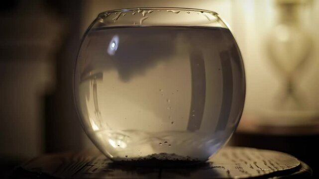 Astonishing Display of Electric Activity in a Glass Fish Bowl Containing Still Water, Capturing the Intricate Dance of Lightning Within a Home Environment