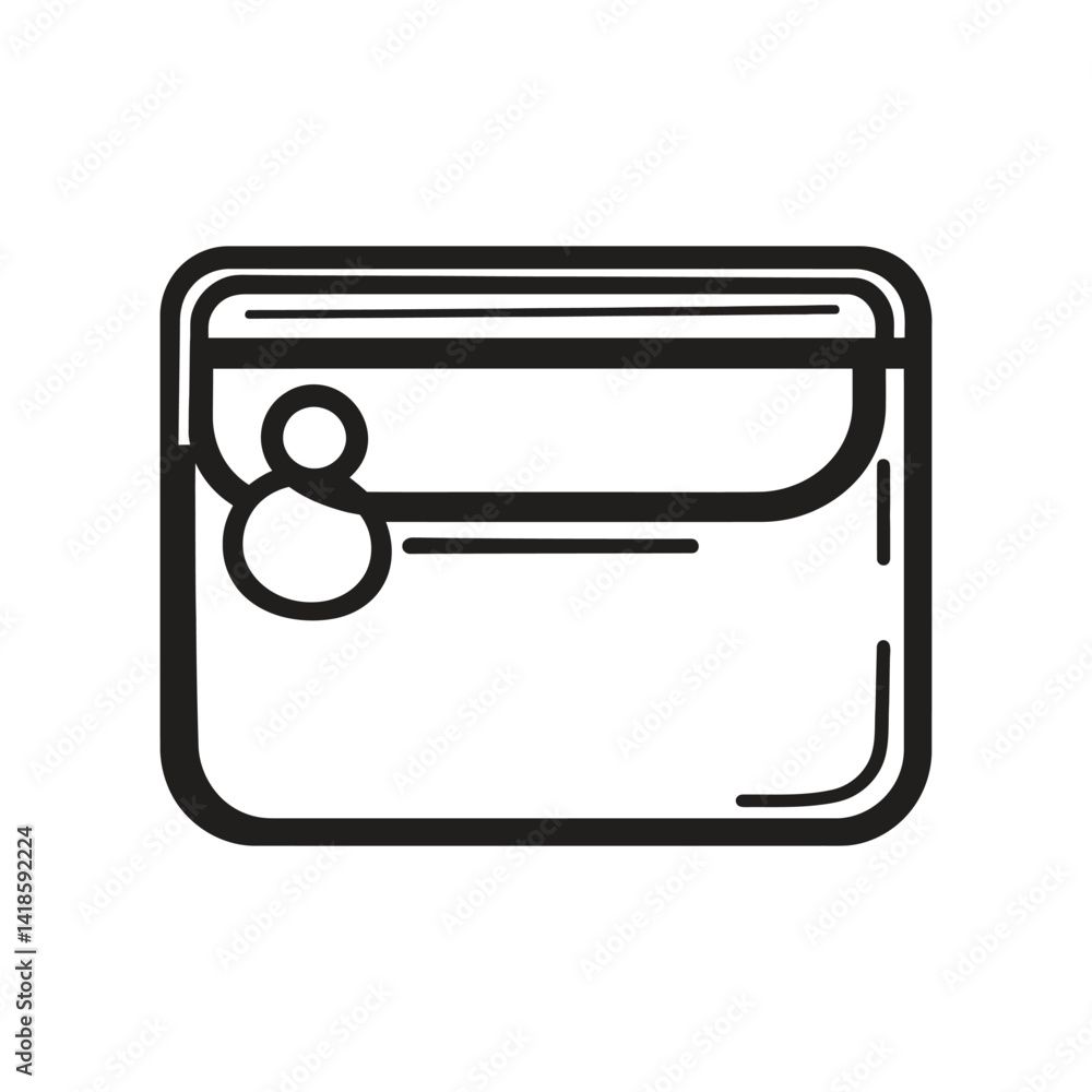 Poster credit card icon with profile in line art isolated on transparent background