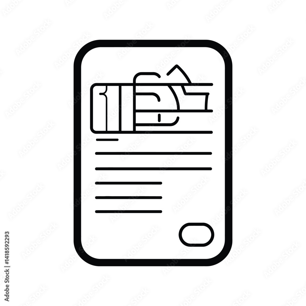 Poster credit card line art with transparent background icon payment design