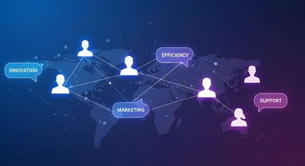 Global Network: Connected Profiles in a Futuristic Style