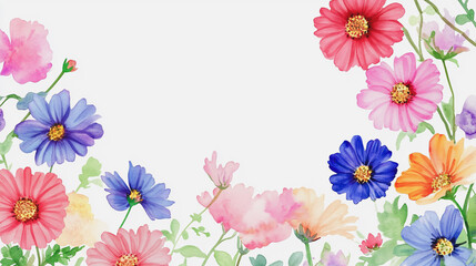 Obraz premium Elegant wedding invitation card background . Minimal hand painted watercolor Gerbera flowers texture template background. Design for wedding, vip cover, poster, rsvp moderncard.Valentine's Day