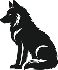 Vector black silhouette of a wolf 