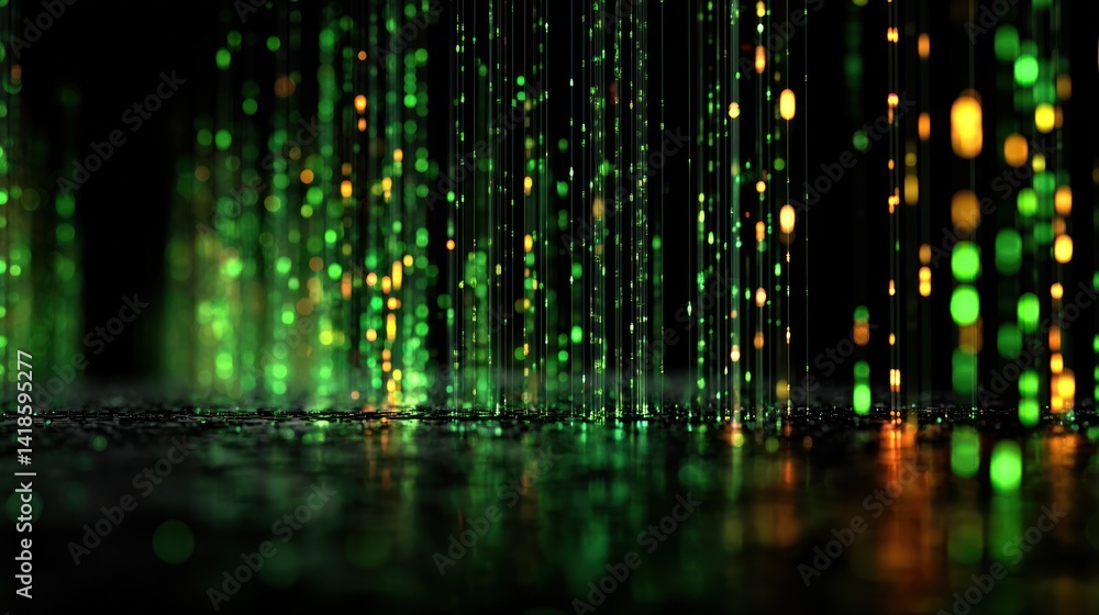 Poster a vibrant display of digital lights creating an abstract background, perfect for futuristic projects