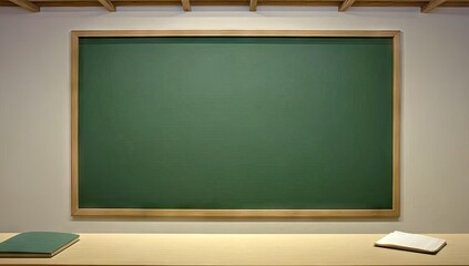 Empty green chalkboard in room