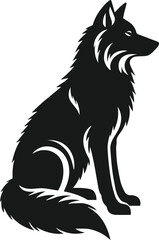 Vector black silhouette of a wolf 