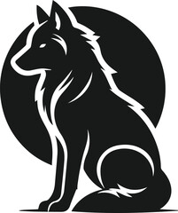 Vector black silhouette of a wolf 