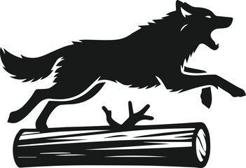 Vector black silhouette of a wolf 