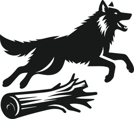 Vector black silhouette of a wolf 