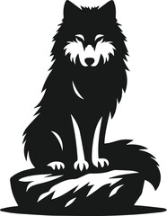 Vector black silhouette of a wolf 
