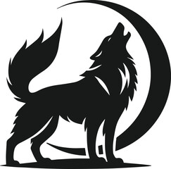 Vector black silhouette of a wolf 
