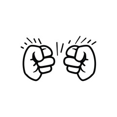 Fototapeta premium Fist Bump Doodle with Transparent Background Line Art Hand Drawn Style